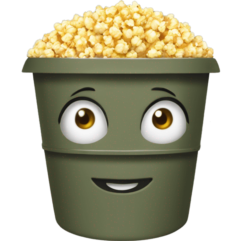 Humanized popcorn bucket in military gear emoji