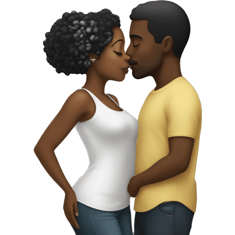 black man and black women kiss emoji