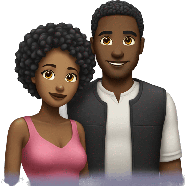 Black man and woman cute emoji