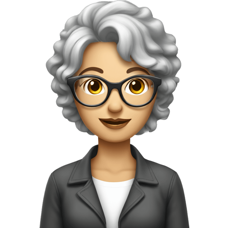 Femme âgée avec des petites lunettes cheveux courts gris  emoji