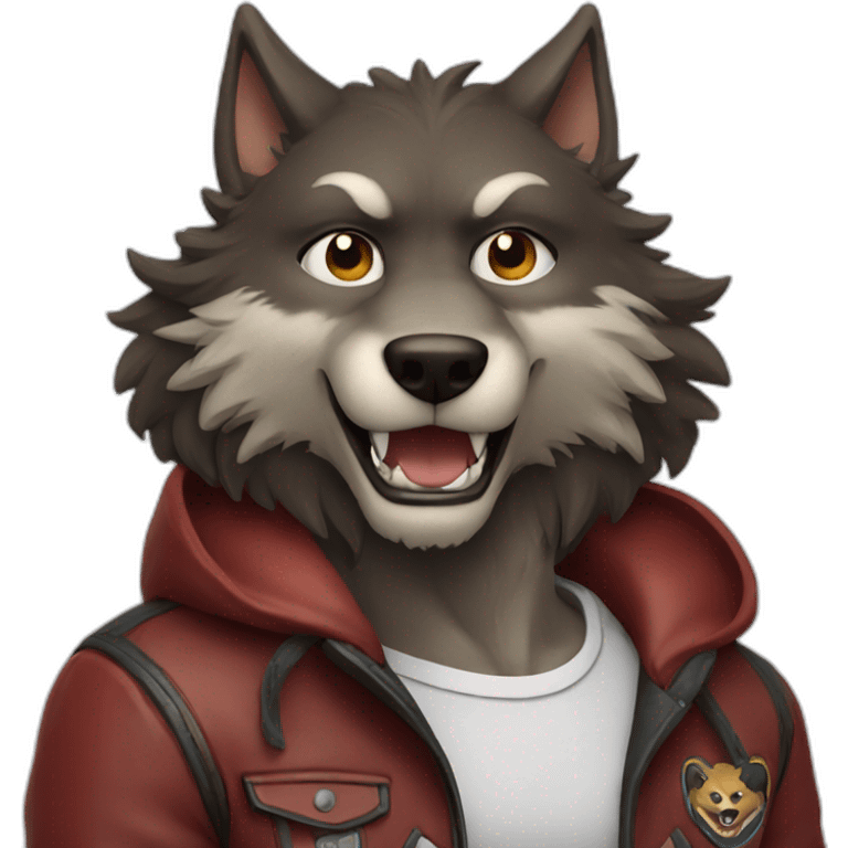 Werewolf wearing varsity jacket emoji