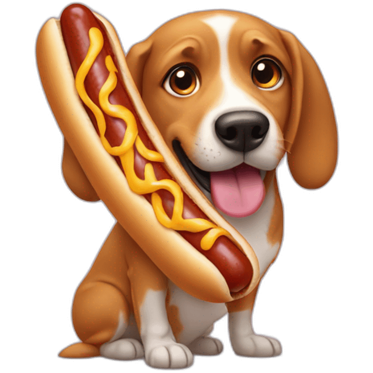 a dog with a hot dog emoji