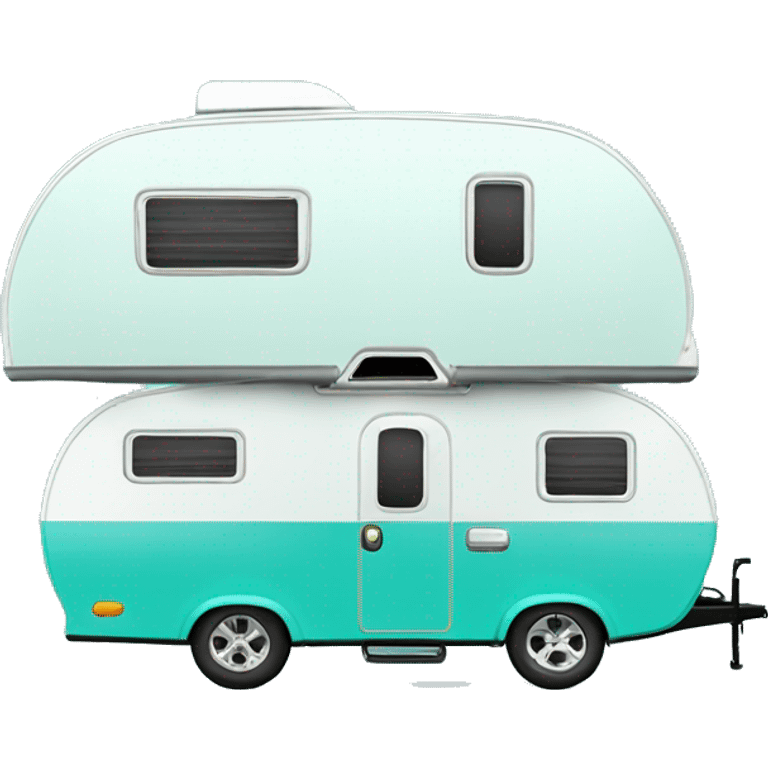 Realistic portable turquoise travel trailer isolated.  emoji