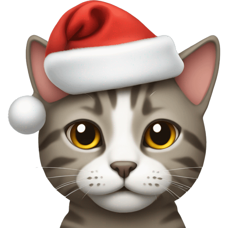 Cat wearing a Christmas hat emoji