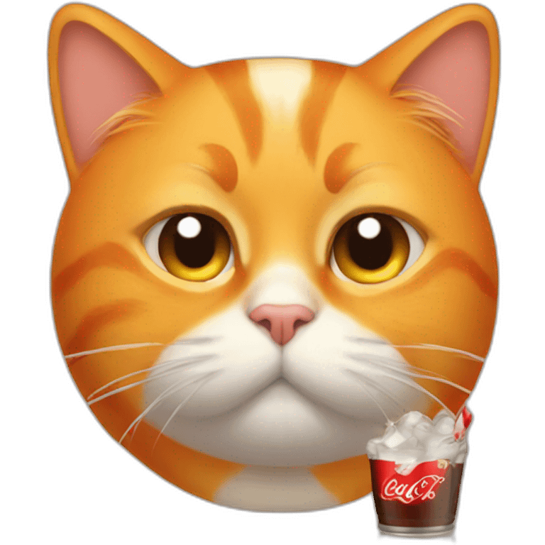 sad orange cat drinking coke emoji