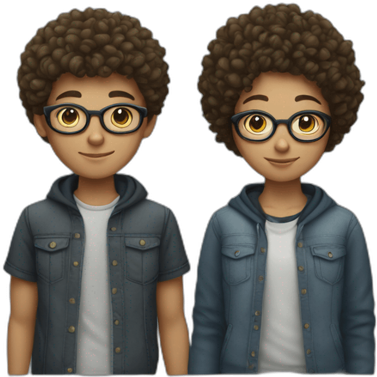 a couple of teenagers with glasses, the girl has curly hair and the boy has short hair emoji