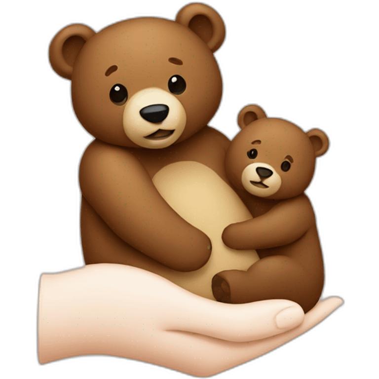 a big bear holding a small bear's hand emoji