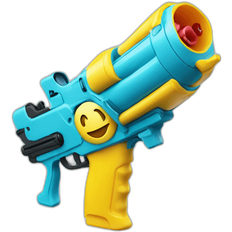 water gun next to smiley face emoji