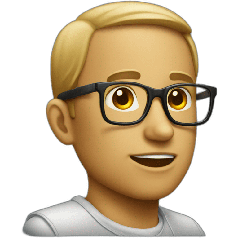 a copywriter that has a dictionary instead of a head and glasses emoji