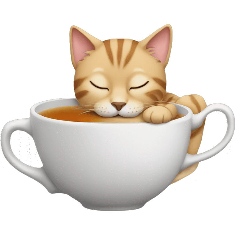 Cat with tea sleeping  emoji