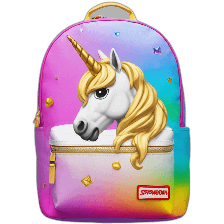 sprayground-golden-backpack-with-rainbow-unicorn emoji