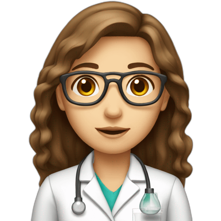 Chemist Lab girl long brown hair emoji