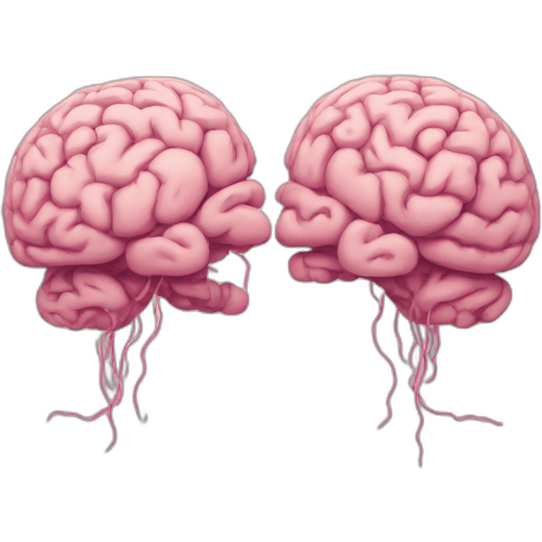 two brains connecting, digital style emoji