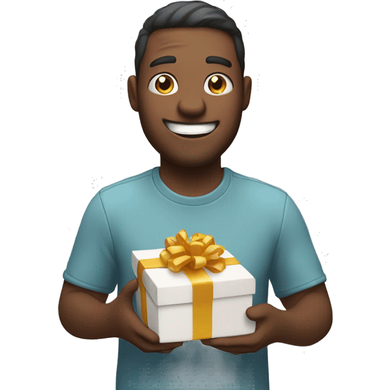 happy man holding gift box emoji