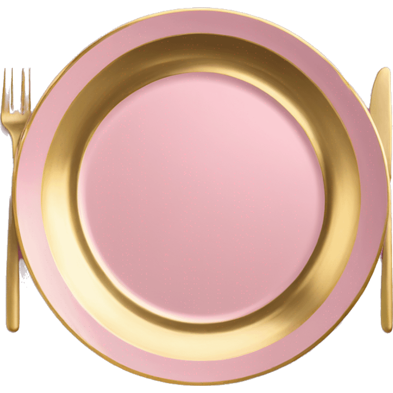 Realistic laying flat empty gold and pink charger plate. emoji