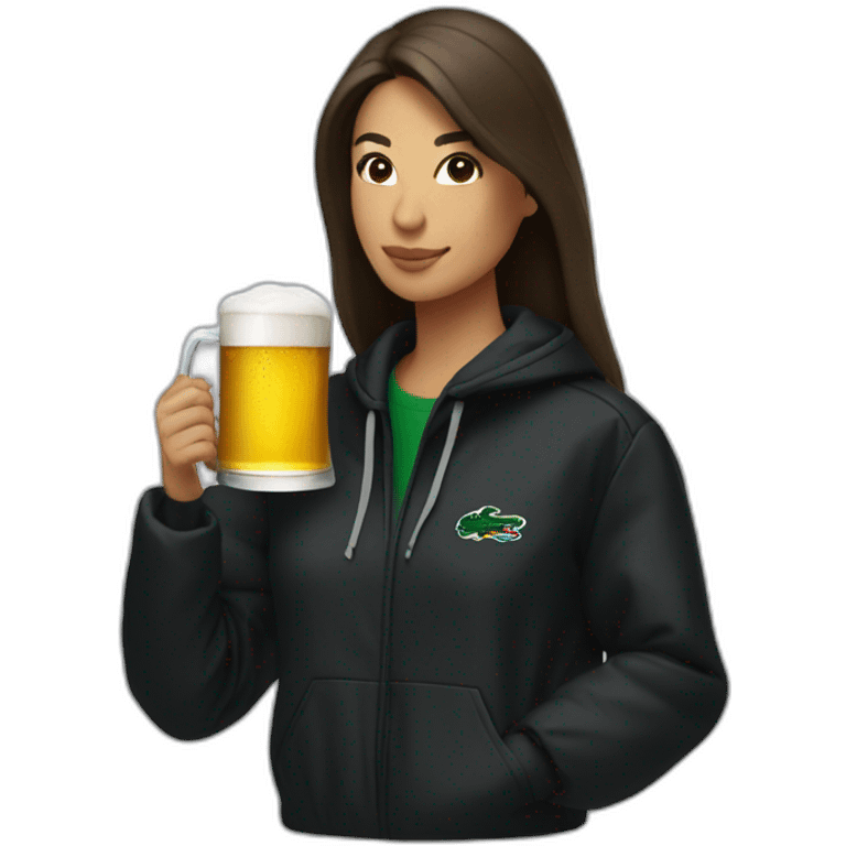 Lacoste latin friends woman drinking beer with black windbreaker emoji