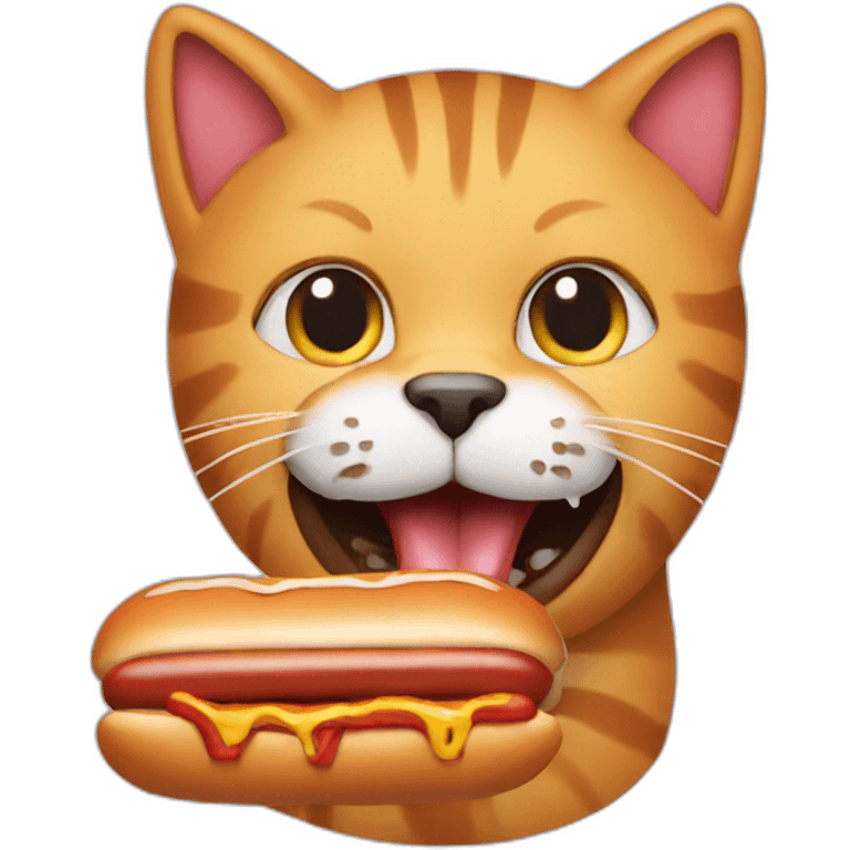 Cat eating a hotdog emoji