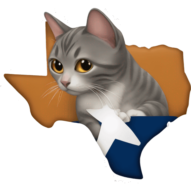 cat hugging the state of texas emoji