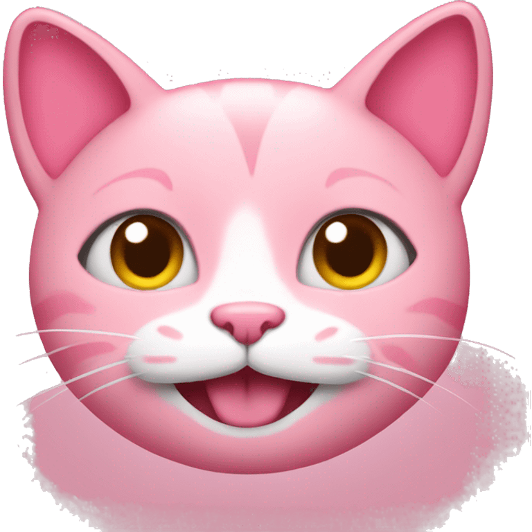 Pink cat smiling in love emoji