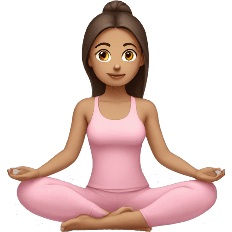 brunette yoga girl light pink clothes n emoji