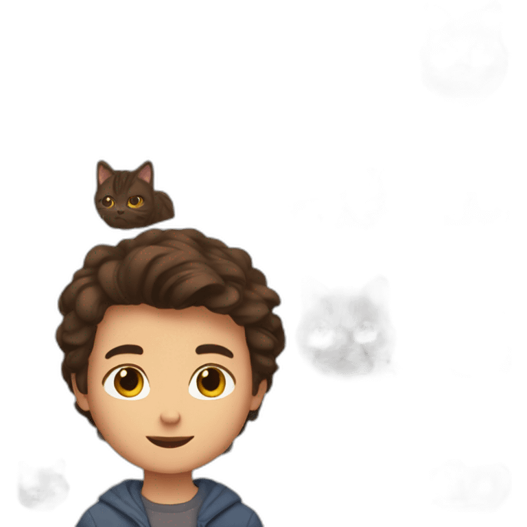 Boy with brune cat emoji