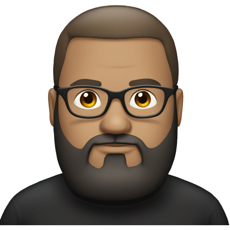 Heavy man with a beard and glasses wearing a black jogging suit emoji