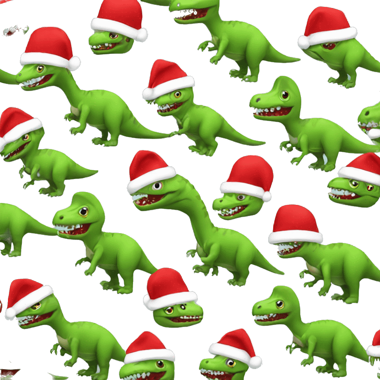 Dinosaurs wearing Santa hat emoji