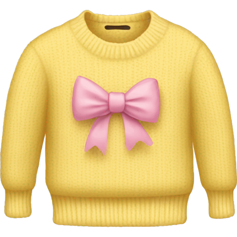 Yellow sweater with soft pink bow emoji