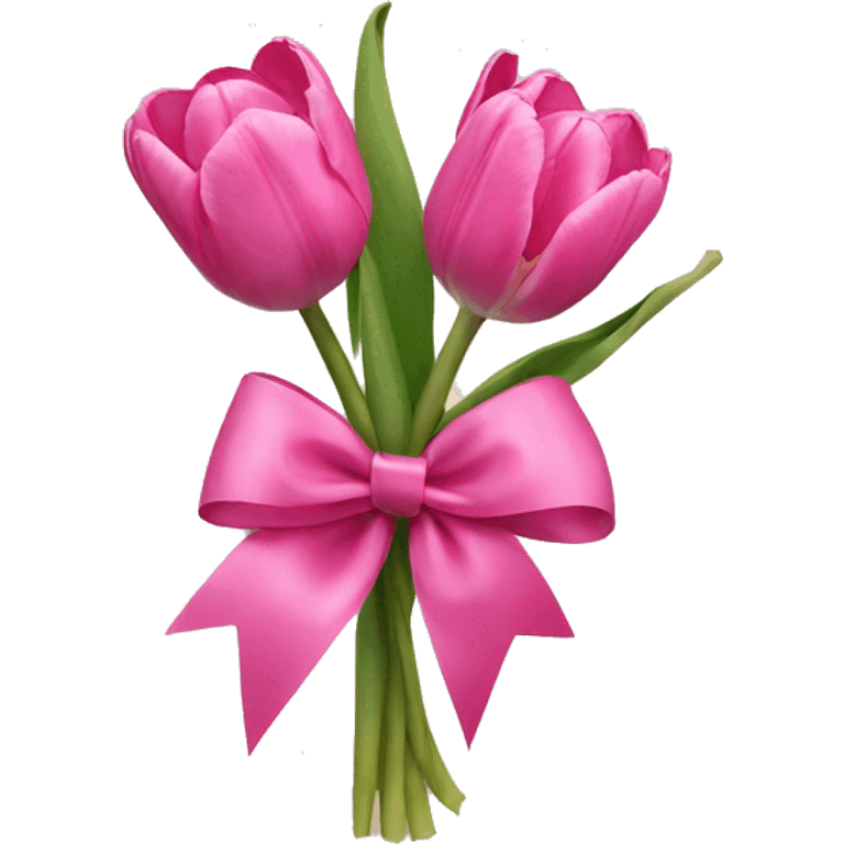 Pink tulips with a bow emoji