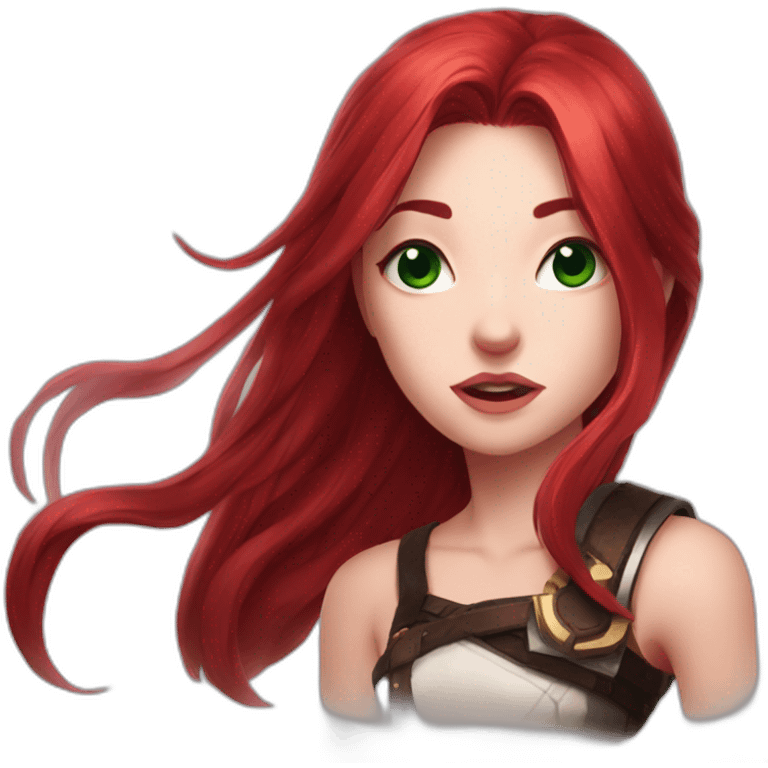 katarina from league of legends, red hair, eye scar emoji