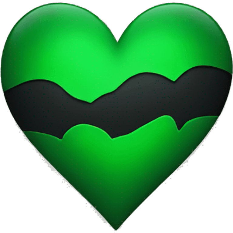 Half black and Green heart emoji