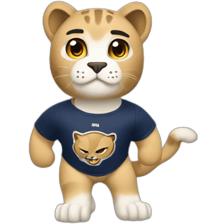 Goyo is an animated puma wearing a UNAM puma t-shirt emoji