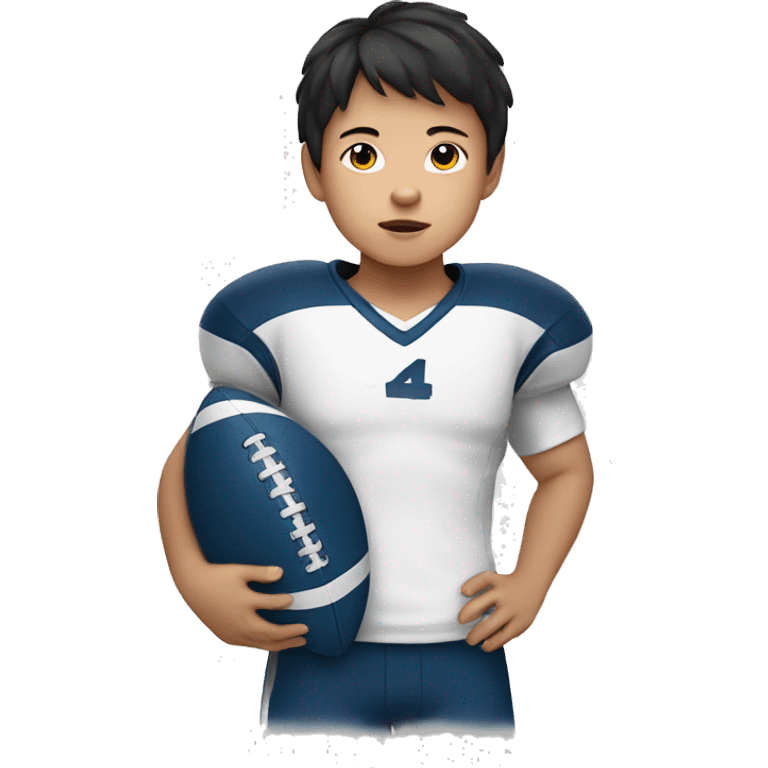 little asian korean boy with football pads  emoji