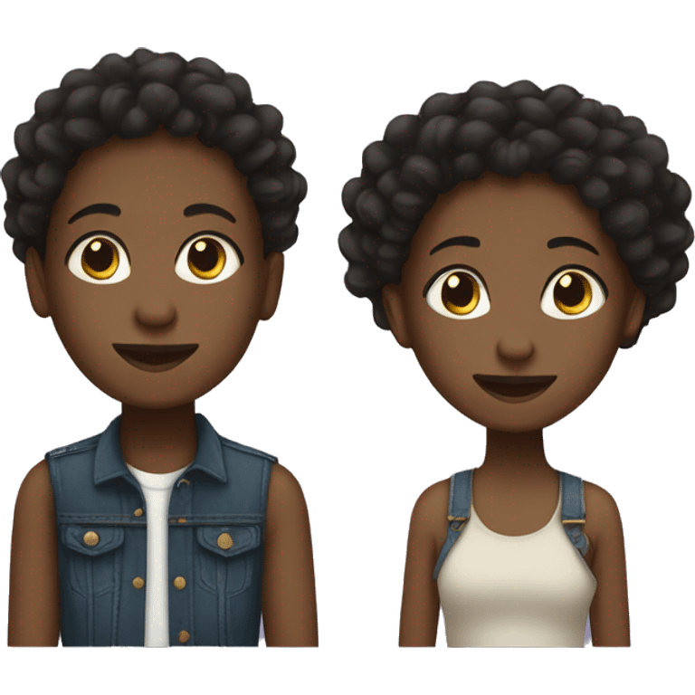 Black twins with locs. One boy and one girl emoji