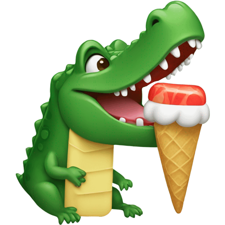 Alligator eating a popsicle  emoji