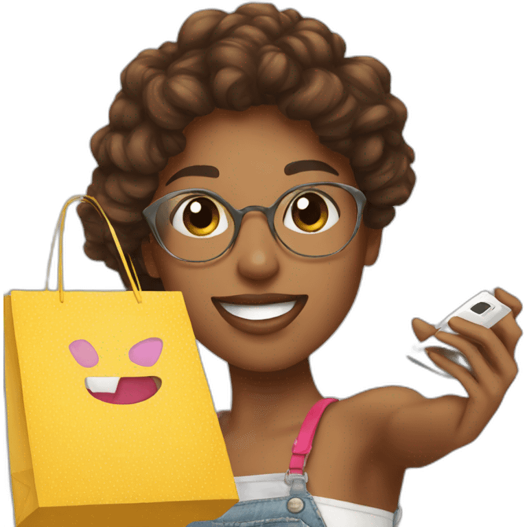 influencer taking selfie with a shopping bag emoji