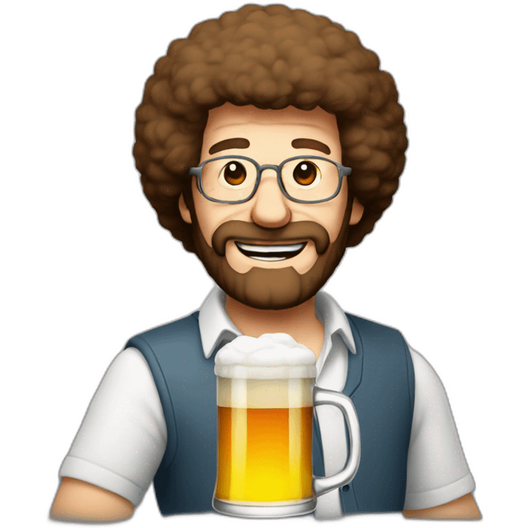 bob ross with a large german beer glass emoji