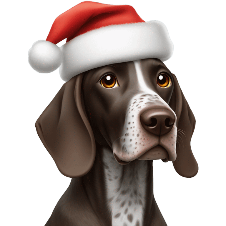 german shorthaired pointer wearing santa hat emoji