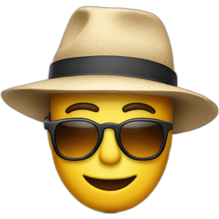 un bonhomme avec un chapeau et des lunettes de soleil emoji