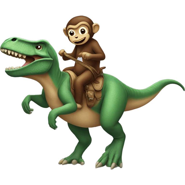 monkey riding a dinosaur emoji