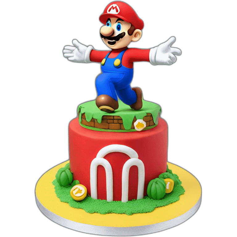 Mario themed birthday cake emoji