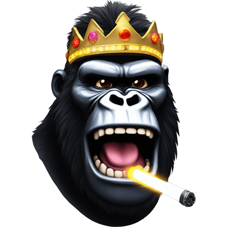 king kong white stick poking out of his mouth at a rave with lazer lights flashing emoji