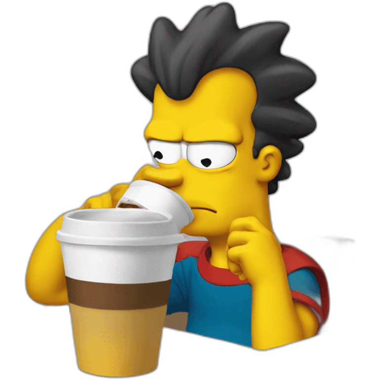 Bart simpson drinks coffee emoji