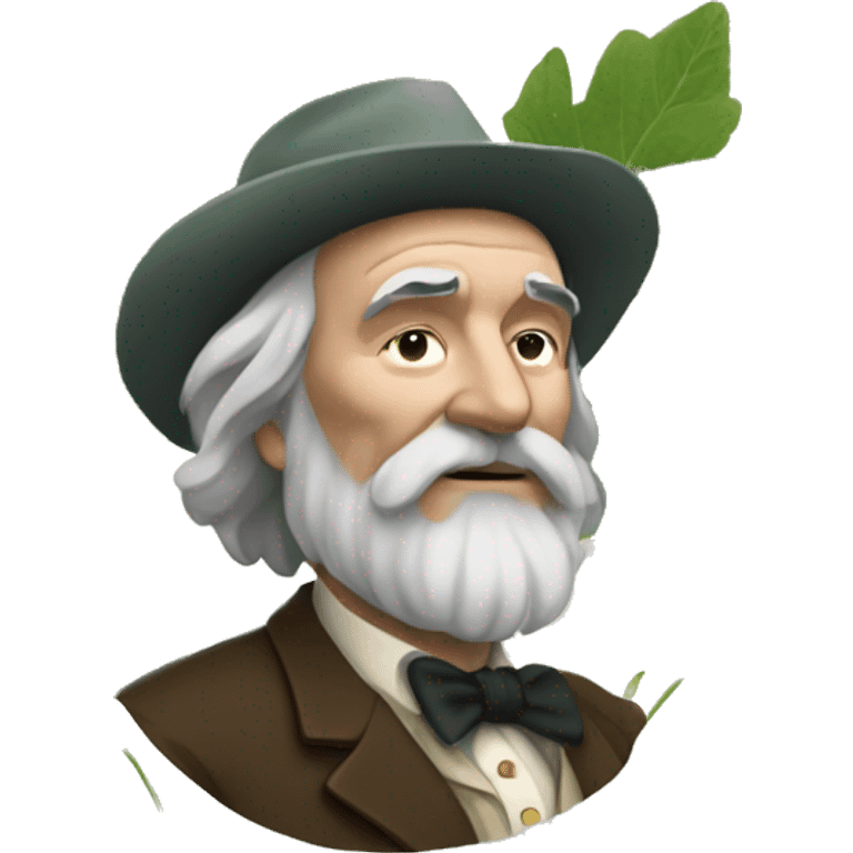 Walt Whitman with leaves of plants emoji