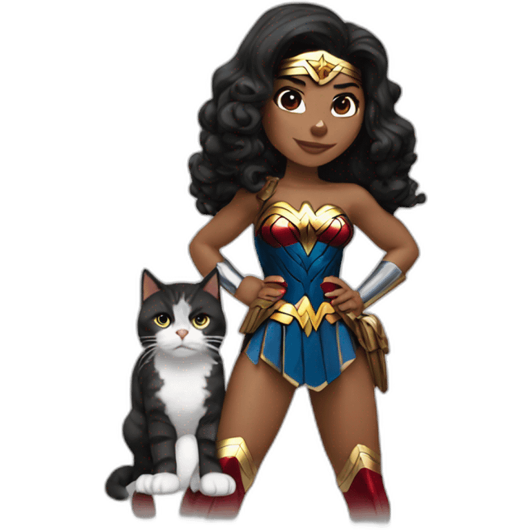 Wonder Woman with cat emoji