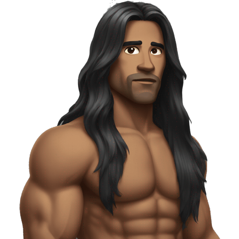 long hair, black muscles emoji