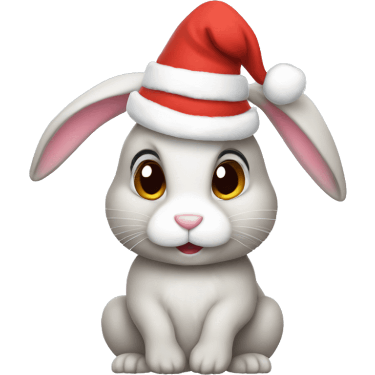 Bunny with Christmas hat emoji