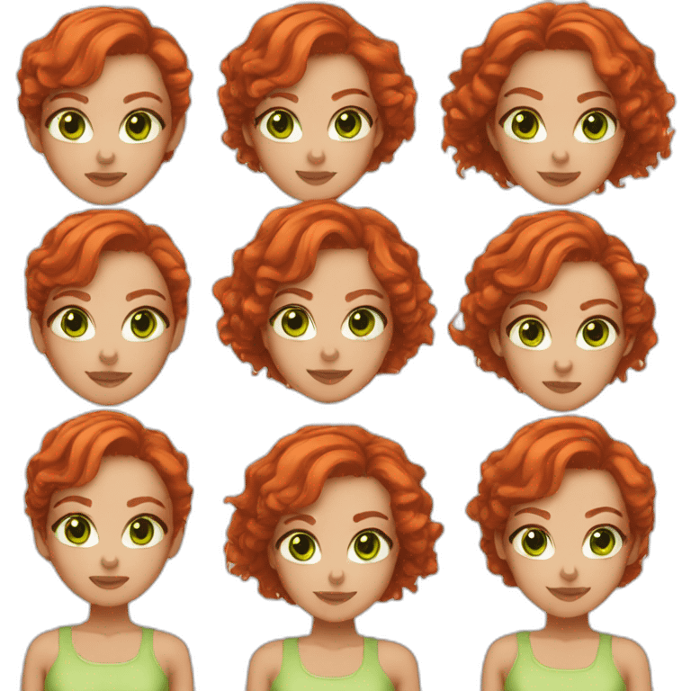 girl green eyes short red hair emoji