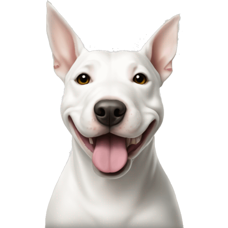 A very rich White Bull terrier with lots of money  emoji