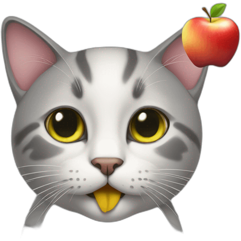 Cat with an apple emoji